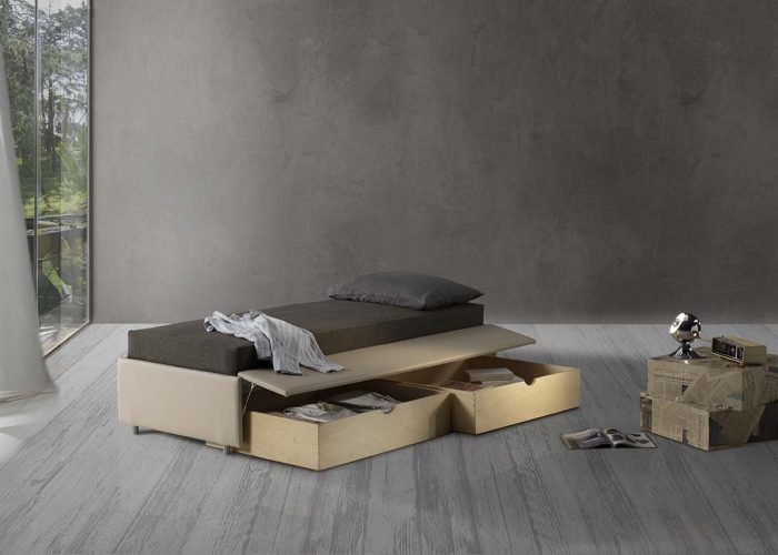 Letto multifunzione sommier con vano cassetti Parma Reti