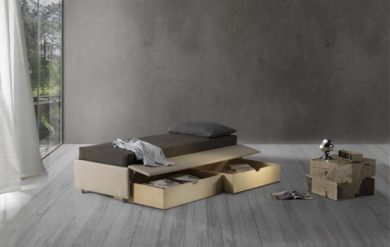 Letto multifunzione sommier con vano cassetti Parma Reti
