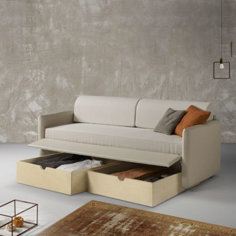 Divano letto estraibile aperto con cassetti Sardegna